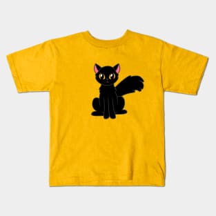 Fluffy Black Cat Kids T-Shirt